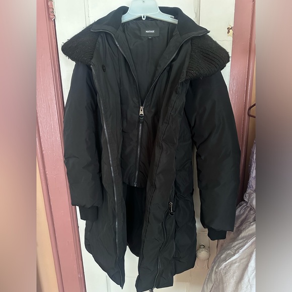 MACKAGE Brigid Knit Trim Black Down Coat size small - Picture 4 of 6